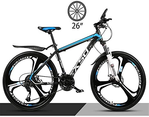 Bicicletas de montaña : BUK Bicicleta Montaña Adulto, Bicicleta de Trekking Bicicleta de Acero al Carbono Suspensión de Horquilla de Bicicleta Ruedas aluminio-26 Pulgadas / 21 velocidades_Azul