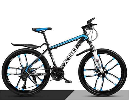 Bicicletas de montaña : CJH Offroad, Outdoor Sport, Velocidad Variable, Bicicleta de Montaña para Hombre, Rueda de 26 Pulgadas City Commuter City Hardtail Off-Road Amortiguación City Road Bicycle (Color: Negro Azul, Tamaño: