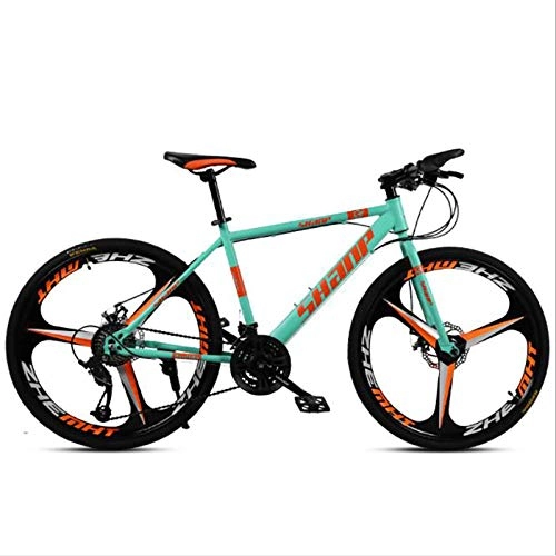 Bicicletas de montaña : Dengjiam Bicicleta de montaña para Adultos 26 Pulgadas 21 velocidades Doble Freno de Disco Cuadro de Acero de Alto Carbono Bicicleta de Fondo para Estudiantes Masculinos y Femeninos-Verde