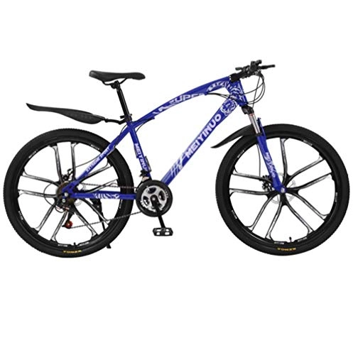 Bicicletas de montaña : DGAGD Bicicleta de montaña Bicicleta Freno de Disco de 26 Pulgadas Bicicleta para Adultos Diez Ruedas de Corte-Azul_24 velocidades