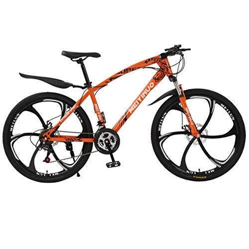 Bicicletas de montaña : DGAGD Bicicleta de montaña Bicicleta Freno de Disco de 26 Pulgadas Bicicleta para Adultos Seis Ruedas de Corte-Naranja_24 velocidades