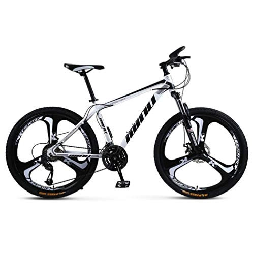 Bicicletas de montaña : DGAGD Bicicleta de montaña de Velocidad Variable para Adultos Masculinos y Femeninos de 26 Pulgadas Que compiten con Bicicleta de Tres Ruedas-Blanco Negro_21 velocidades