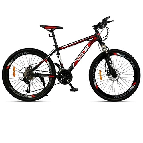 Bicicletas de montaña : Dsrgwe Bicicleta de Montaña, 26” Bicicleta de montaña, Marco de Acero al Carbono Bicicletas de montaña, Doble Freno de Disco Delantero y Tenedor, 21 / 24 / 27-velocidad (Color : Red, Size : 27-Speed)
