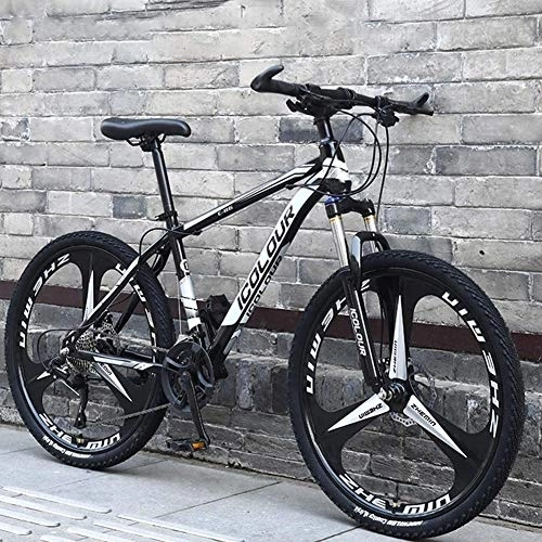 Bicicletas de montaña : DULPLAY 26 Pulgadas 27 Velocidad Aluminio Ligero Bicicleta De Montaña, Adulto Bicicleta De Montaña, Rígida Mountain Bike con Suspensión Delantera Negro-Blanco 26", 27-Velocidad