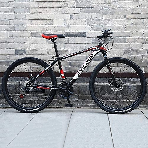 Bicicletas de montaña : DULPLAY Alto-Acero Al Carbono Rígida Bicicleta De Suspensión, Bicicleta De Suspensión con Ajustable Espuma De Memoria Asiento, Hombres's Bicicleta De Montaña Negro Y Rojo 24", 24-Velocidad