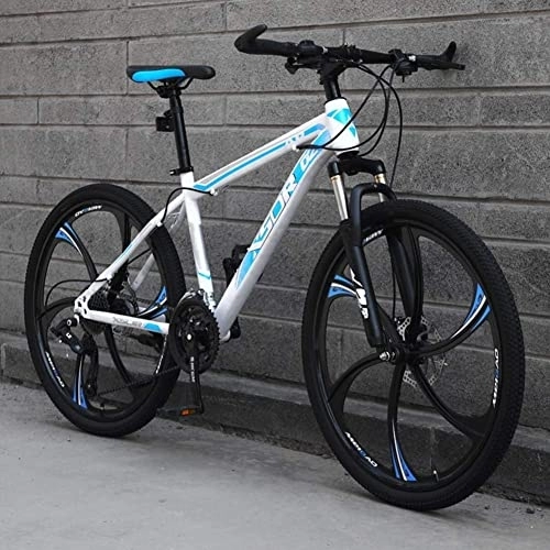 Bicicletas de montaña : Elegante Bicicleta De Montaña De 21 / 24 / 27 Velocidades para Adultos, Ruedas De 26 Pulgadas, Freno De Disco Ligero De Acero Al Carbono, Azul, 24speed