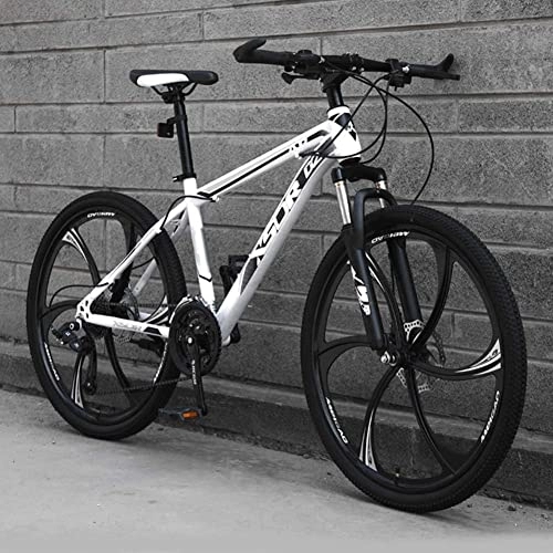Bicicletas de montaña : Elegante Bicicleta De Montaña De 21 / 24 / 27 Velocidades para Adultos, Ruedas De 26 Pulgadas, Freno De Disco Ligero De Acero Al Carbono, Blanco, 21speed