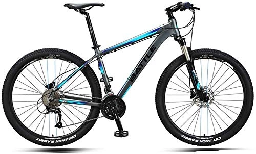 Bicicletas de montaña : FANLIU 27, 5 pulgadas de bicicletas de montaña, bicicletas for adultos Rgidas Mountain Men, Marco de doble freno de disco de aluminio de bicicletas de montaña, asiento ajustable, Azul, 30 de velocidad