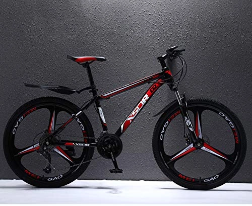 Bicicletas de montaña : FXMJ Bicicleta de montaña para Adultos, Bicicleta de montaña de 26 Pulgadas Bicicleta de Alto Carbono de Acero, Bicicletas de 21 velocidades con suspensin Completa MTB Frenos de Doble Disco, Rojo