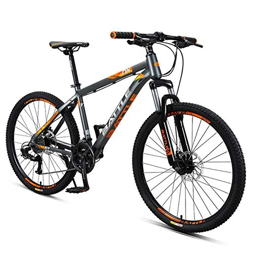 Bicicletas de montaña : Giow - Bicicleta de montaña para adultos, 26 pulgadas, 27 velocidades Hardtail con freno de disco dual, marco de aluminio, suspensión delantera todo terreno, bicicleta de montaña, color gris