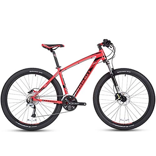 Bicicletas de montaña : Giow Bicicletas de montaña de 27 velocidades, Bicicleta de montaña rgida de Aluminio de 27, 5 Pulgadas para Hombres, Bicicleta Todo Terreno con Doble Freno de Disco, Asiento Ajustable, Rojo