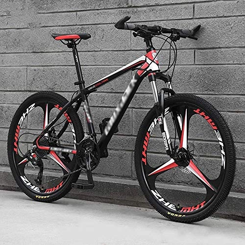 Bicicletas de montaña : Giow Negro Rojo Bicicleta de montaña de 26 Pulgadas, Bicicleta de montaña rgida de Acero al Carbono, Bicicleta de montaña con Asiento Ajustable con suspensin Delantera (Color: 21 velocidades)