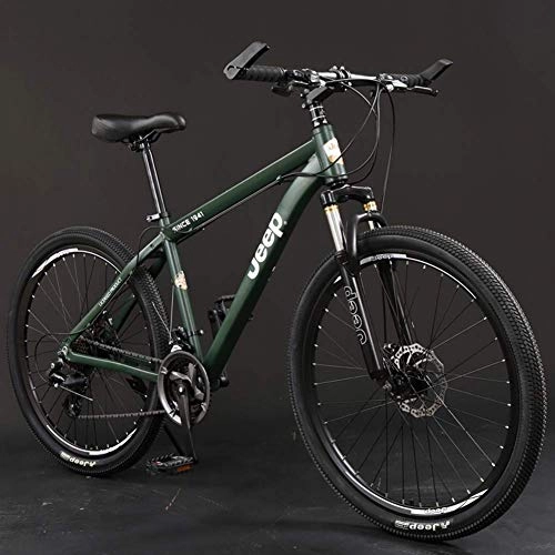 Bicicletas de montaña : GQQ Bicicleta de Montaa, Ligera 24 / 27 Velocidades Bicicletas de Montaa Bicicletas Marco de Acero con Alto Contenido de Carbono Bicicletas de Carretera con Freno de Disco Doble de 26 Pulgadas, Verde,