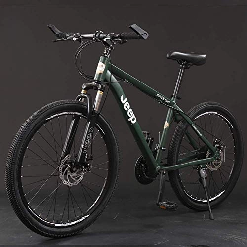 Bicicletas de montaña : GQQ Bicicleta de Montaña, 24 / 27 / 30 Velocidades Bicicletas de Montaña Marco de Acero de Alto Carbono Ligero Bicicletas de 26 Pulgadas Bicicletas de Carretera con Freno de Disco Doble, Verde, 27 Velocida
