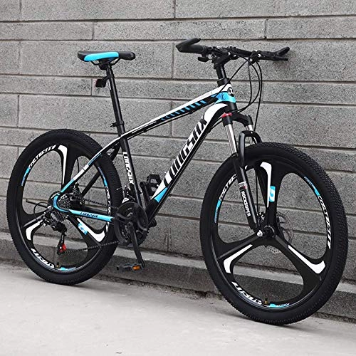 Bicicletas de montaña : GQQ Bicicleta de Montaña, Bicicleta de Montaña Ruedas de 26 Pulgadas Freno de Disco Acero Al Carbono Fram Amortiguador Bicicleta Estudiante Velocidad Variable Bicicleta de Carretera, Azul, 30 Velocidad