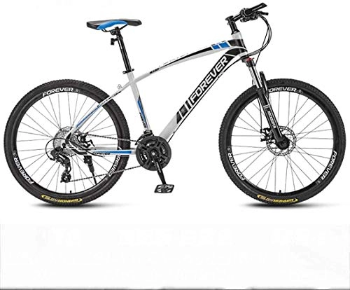 Bicicletas de montaña : GQQ Ruedas de 27.5 Pulgadas Frenos de Disco de Bicicleta de Montaa Daul 21 / 24 / 27 / 30 Velocidad Bicicleta de Velocidad Variable Caballeros Suspensin Delantera de Bicicleta, Blanco, 24, Azul