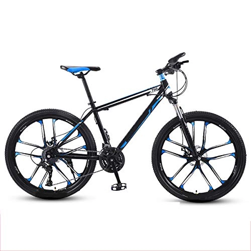 Bicicletas de montaña : GUOHAPPY Bicicleta de 24 Pulgadas, Bicicleta de Estudiante Adulto de 21 / 24 / 27 / 30 velocidades, Bicicleta de montaña con Cambio y absorcin de Impactos, Adecuada para Altura de 150-175 cm, Black Blue, 27