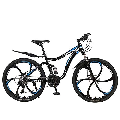 Bicicletas de montaña : GWX Choque De Bicicletas Absorbente Fuera De Carretera Bicicleta De Montaña De 26 Pulgadas De Doble Amortiguador Moto Estudiante Bicicleta De Montaña Bicicleta De Adulto, Azul, 21 Speed