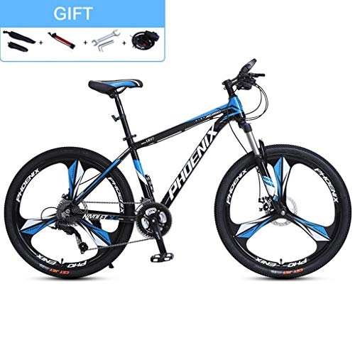 Bicicletas de montaña : GXQZCL-1 Bicicleta de Montaa, BTT, 26" Bicicleta de montaña, Bicicletas de aleacin de Aluminio Marco, Doble Disco de Freno y suspensin Delantera, 27 de Velocidad MTB Bike (Color : Black+Blue)
