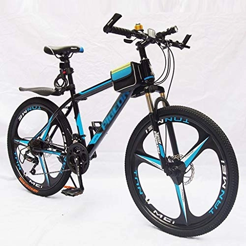 Bicicletas de montaña : GXQZCL-1 Bicicleta de Montaa, BTT, 26" Bicicletas de montaña, Marco de Acero Hardtail Bicicletas con Doble Freno de Disco y suspensin Delantera, 21 velocidades MTB Bike (Color : Blue)