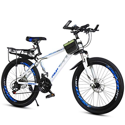 Bicicletas de montaña : GXQZCL-1 Bicicleta de Montaa, BTT, Bicicleta de montaña, de 26 Pulgadas Marco de la Rueda de Acero al Carbono Bicicletas de montaña, Doble Freno de Disco Delantero y Tenedor MTB Bike (Color : White)