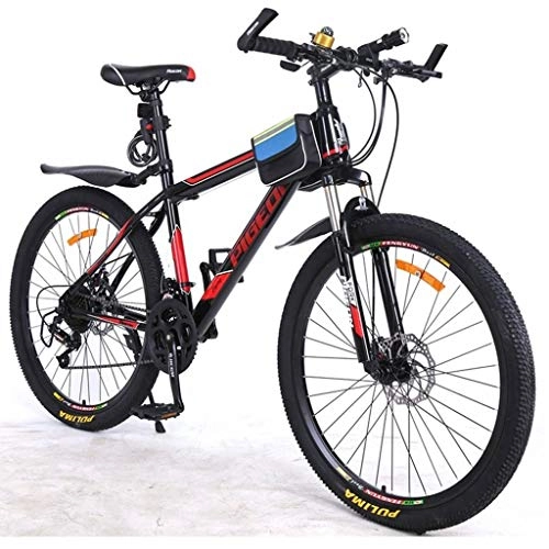 Bicicletas de montaña : GXQZCL-1 Bicicleta de Montaa, BTT, Bicicletas de montaña, de 26" Bicicletas de montaña, con Doble Disco de Freno y suspensin Delantera, 21speeds, Marco de Acero al Carbono MTB Bike (Color : Black)