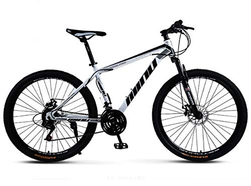Bicicletas de montaña : H-LML Bicicleta de montaña para adultos, 26 pulgadas, 27 velocidades, transmisión de una sola rueda, todo terreno, amortiguador, para hombre y mujer, color blanco