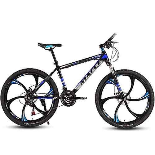 Bicicletas de montaña : HAOYF Bicicleta De Montaña para Adultos, 24 / 26 Pulgadas Bicicletas De Acero con Alto Contenido De Carbono, 21-30 Velocidades, Horquilla De Suspensión, Frenos De Disco Doble, Azul, 26 Inch 30 Speed