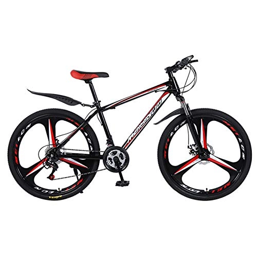Bicicletas de montaña : HLeoz 26" Bicicletas de Montaña, 27 Velocidad Bikes Montaña Frenos de Doble Disco Marco de Acero de Alto Carbono Asiento Ajustable, Negro