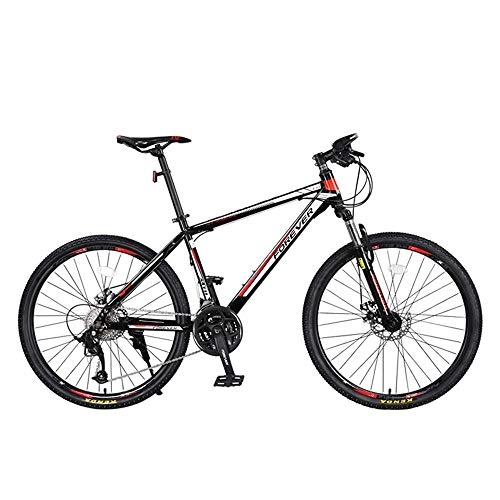 Bicicletas de montaña : Implicitw 27 Bicicleta de Velocidad Variable, Bicicleta de montaña, Freno de Disco Doble, llanta de aleacin de Aluminio-Rojo Negro