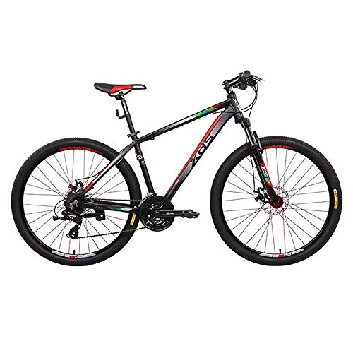 Bicicletas de montaña : Implicitw Bicicleta de montaña Bicicleta de Gran dimetro de Rueda aleacin de Aluminio 24 velocidades Freno de Disco controlado por Cable 17 pulgadas-17 Pulgadas Negro y Rojo