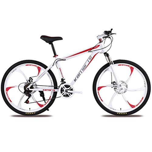 Bicicletas de montaña : JLASD Bicicleta Montaña MTB 26" Suspensión Mujer / Hombre MTB 21 / 24 / 27 Plazos De Envío Marco De Acero Al Carbono De Disco De Freno Delantero (Color : Red, Size : 21speed)