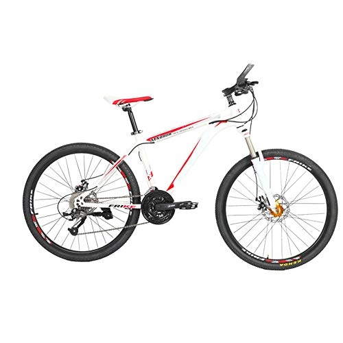 Bicicletas de montaña : Joyfitness Mountain Bike Marco de Acero de 24"Pulgadas Guardabarros Delantero y Trasero Freno de Disco mecánico Delantero y Trasero, White+Red