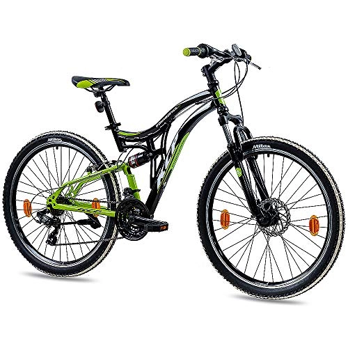 Bicicletas de montaña : KCP Bicicleta de montaña de 26 pulgadas – MTB Fairbanks negro verde – suspensión completa – Bicicleta juvenil unisex para niños y mujeres – MTB Fully con 21 velocidades Shimano
