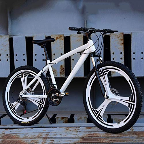 Bicicletas de montaña : KNFBOK bicicletas montaña adulto adulto bicicleta de cross-speed de 21 velocidades bicicleta de montaña de una rueda de 26 pulgadas coche de estudiante para hombres y mujeres rueda de tres cuchillas blanco