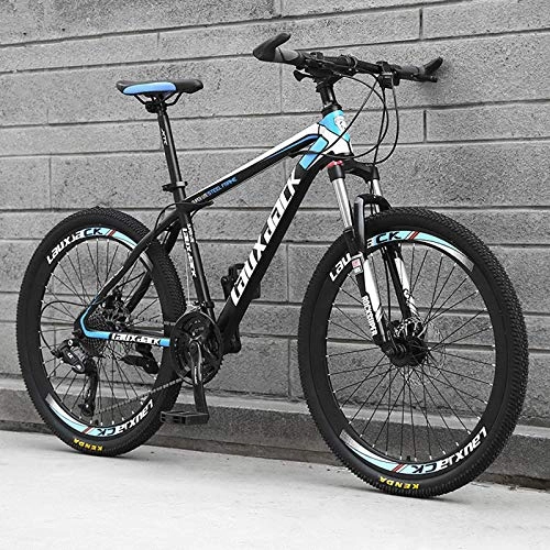 Bicicletas de montaña : KUKU Bicicleta De Montaña con Suspensión Completa De 21 Velocidades, Bicicleta De Montaña De Acero con Alto Contenido De Carbono De 26 Pulgadas, Black and Blue