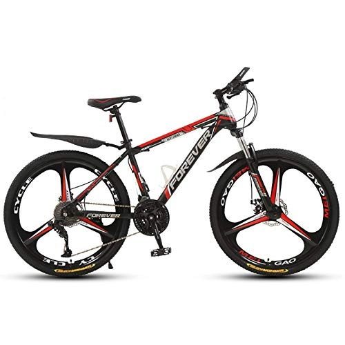Bicicletas de montaña : KUKU Bicicleta De Montaña para Hombre De 24 Velocidades, Bicicleta De Montaña De Acero con Alto Contenido De Carbono De 26 Pulgadas, Adecuada para Entusiastas del Deporte Y El Ciclismo, Black Red