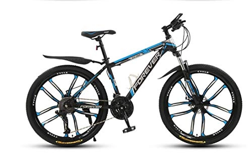 Bicicletas de montaña : KUYT Adulto 24 Pulgadas 10 Rueda de Corte Ultraligera Bicicleta de montaña Doble Freno de Disco Cuadro Acero de Alto Carbono Horquilla absorcin de Impactos, Azul, 27 Speed