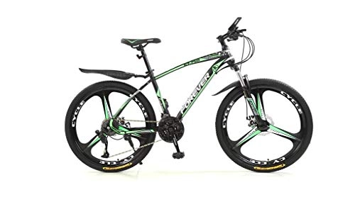 Bicicletas de montaña : KUYT Ligeracon 26 Pulgadas 3 Rayos Hombre Bicicleta de montaña y Carretera Cuadro Horquilla de Acero de Alto Carbono Doble Freno de Disco, Black Green