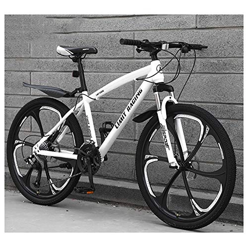 Bicicletas de montaña : KXDLR Bicicleta de montaña, 26 Pulgadas Ruedas de Bicicleta Edad, Estructura de aleacin de Aluminio desplazable Bloqueo Delantero Tenedor-Suspensin de Bicicletas de montaña, Blanco, 24 Speed