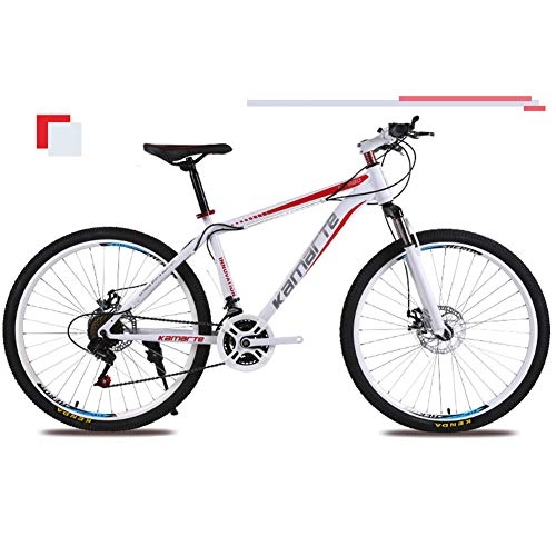 Bicicletas de montaña : KXDLR Bicicletas De Montaña para Adultos De 26 Pulgadas MTB Alto Carbono Frontal del Marco De Acero Suspensión Plegable Bicicletas Frenos De Disco Doble De Bicicletas De Montaña, Blanco, 21 Speeds