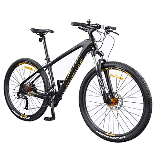 Bicicletas de montaña : LDDLDG Bicicleta de montaña 27.5 pulgadas 27 velocidades mujeres y hombres MTB bicicleta ligera marco de fibra de carbono freno freno freno delantero suspensión (color: amarillo)