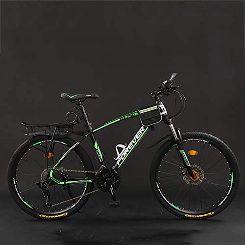 Bicicletas de montaña : Lhh Bicicletas de montaña Ligeras, Bicicleta de Carretera de 26 Pulgadas y 21 velocidades, con Doble Freno de Disco, Suspensin Completa Antideslizante, Horquilla de suspensin, Black Green