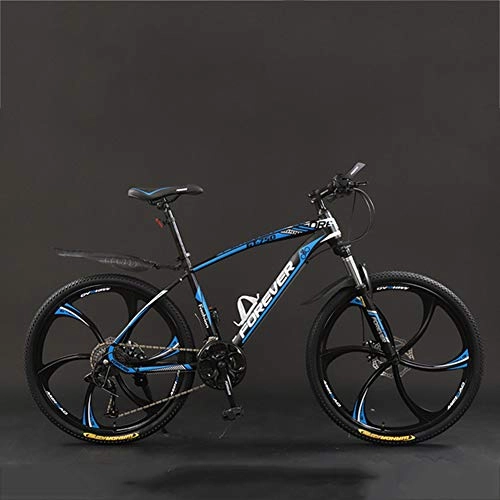 Bicicletas de montaña : Lhh Bicicletas de montaña Ligeras, Bicicleta de Carretera, Freno de Doble Disco de 21 velocidades y 26 Pulgadas, Suspensin Completa Antideslizante, Horquilla de suspensin, Black Blue