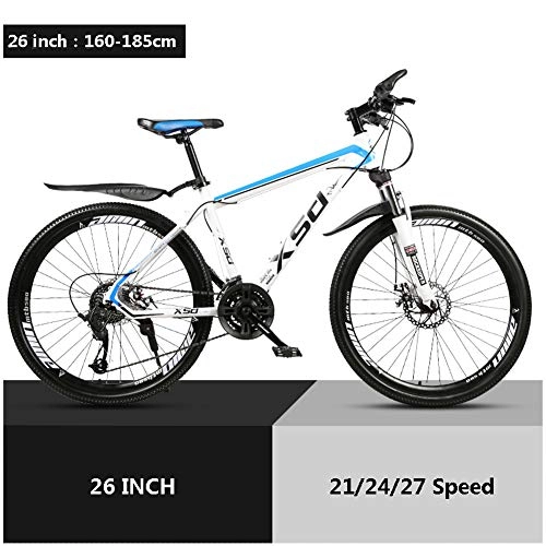 Bicicletas de montaña : LJJ Bicicleta De Montaña de 26 Pulgadas, Marco De Acero De Alto Carbono Doble Disco De Freno para Hombres Y Mujeres, 21 / 24 / 27 / 30 Speed