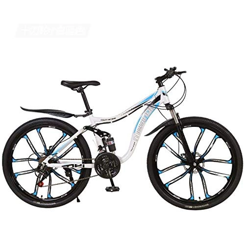 Bicicletas de montaña : LJLYL Bicicleta de montaña Bicicleta de 26 Pulgadas, Bicicleta de Acero al Carbono MTB Bicicleta de Doble suspensin, Doble Freno de Disco, C, 27 Speed