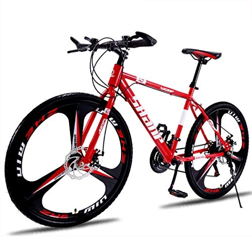 Bicicletas de montaña : LSCC Bicicletas para Adultos, Bicicletas de Acero al Carbono de 21 velocidades, Bicicleta de montaña de 26"para Hombres, Doble Disco al Aire Libre, Bicicleta de montaña, Rojo