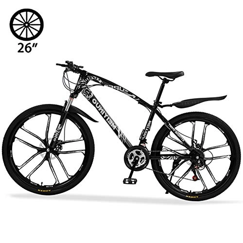 Bicicletas de montaña : M-TOP Bicicleta de Montaa Rodada 26'', Bicicleta para Carretera 24 Velocidad de Carbon Acero, Delantero Suspensin, Doble Freno de Disco Mecnico, Negro, 10 Spokes