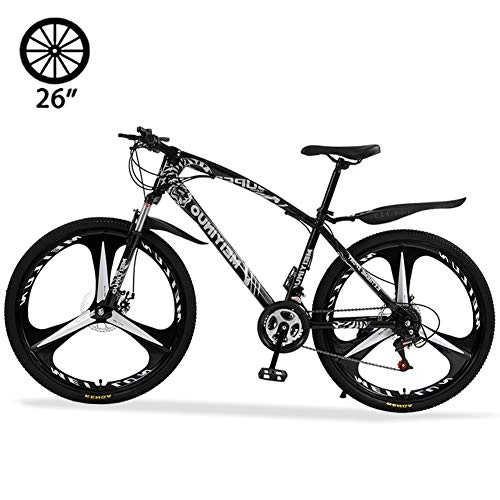 Bicicletas de montaña : M-TOP Bicicleta de Montaa Rodada 26'', Bicicleta para Carretera 24 Velocidad de Carbon Acero, Delantero Suspensin, Doble Freno de Disco Mecnico, Negro, 3 Spokes