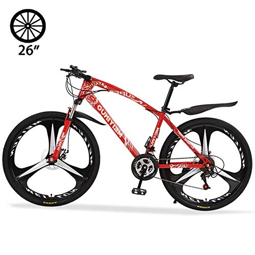 Bicicletas de montaña : M-TOP Bicicleta de Montaa Rodada 26'', Bicicleta para Carretera 24 Velocidad de Carbon Acero, Delantero Suspensin, Doble Freno de Disco Mecnico, Rojo, 3 Spokes